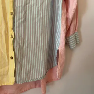 Free People Intimately Pastel Color Stripe Oversized Boho Button Down Shirt XS thumbnail 4