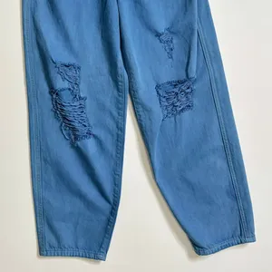 NWT!! 7 FOR ALL MANKIND Balloon Distressed Denim Jeans Tapered Blue Size 26 thumbnail 4