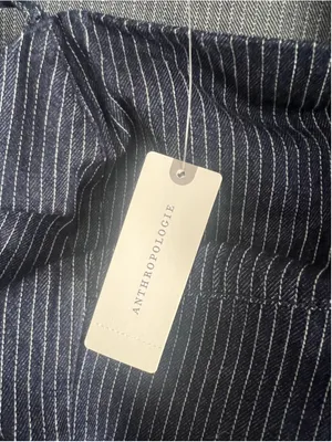 NWT Anthropologie Pilcro Pinstripe Denim Pleated Sleeveless Mini Dress W/Shorts thumbnail 5