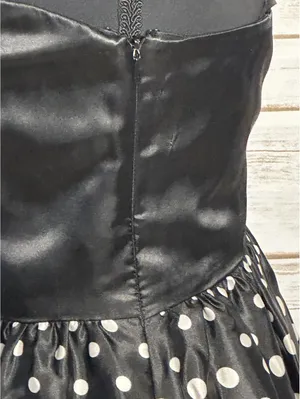 Aidan Mattox strapless cocktail dress Size 4 satin black white polka-dot retro thumbnail 4