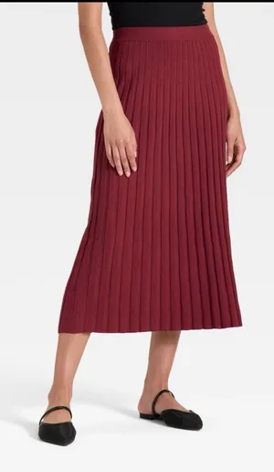 New With Tags A New Day Burgundy Rib Knit Sweater Skirt Sz M thumbnail 1