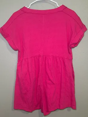 Anthropologie Daily Practice Hot Pink Button Front Lounge Romper Women’s Size XS thumbnail 5