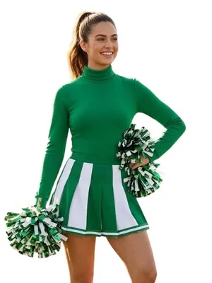 J.B. Bloomers Adult XS Kelly Green Cheer Long Sleeve Mock Neck Leotard Bodysuit thumbnail 1