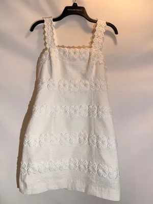 Lilly Pulitzer Davis Resort White Cotton Lace Trim Smocked Sundress Size 8 thumbnail 2