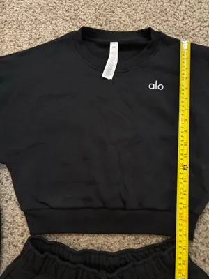 Accolade Set 🖤Cropped Crewneck + Shorts (Black) thumbnail 6