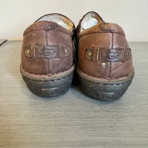 UGG Anila Wool Lined Leather Brown Clog‎ Slip On Shoes Brown Comfort 7 thumbnail 3