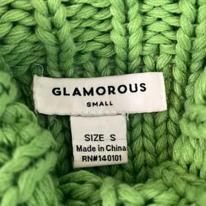 Glamorous Green Chunky Knit Turtleneck Pullover Sweater Womens S thumbnail 9