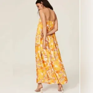 Acler Haslam Maxi Strapless Size 8 Orange/Pink Miami travel golden print thumbnail 3
