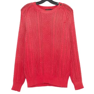 Polo Ralph Lauren Sweater Cable‎ Knit Preppy Academia Retro Classic Red Medium thumbnail 1