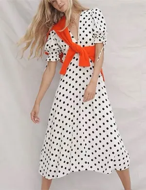 Faithfull the Brand‎ Charlize midi dress Polka Dot Size 2 thumbnail 1