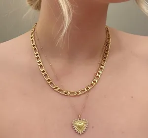 18k Gold Plated Chunky Figaro Necklace It thumbnail 1