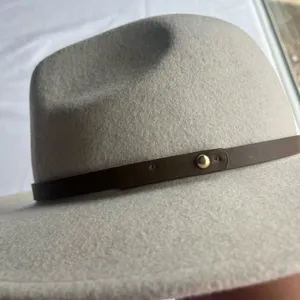 Free People Wythe in French Vanilla Leather Band Boho Festival 100% Wool Hat thumbnail 5