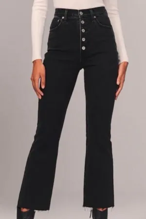 Abercrombie & Fitch The Kick Flare Ultra High Rise Jeans Black- Size 28 (6R) thumbnail 1
