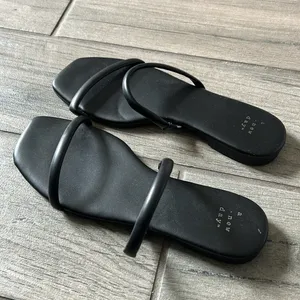 A New Day Black Minimalist Sandals with Sleek Straps thumbnail 4