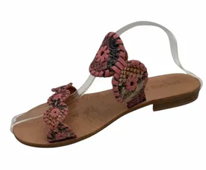 Jack Rogers Lauren Snake Embossed Sandals Women 8 Pink Snakeskin Leather Slip On thumbnail 1