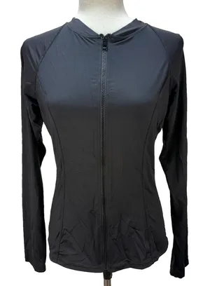 Niptuck Swim‎ Long Sleeve Full Zip Sun Safe Rashgurad Top Black Size 10 Jacket thumbnail 1