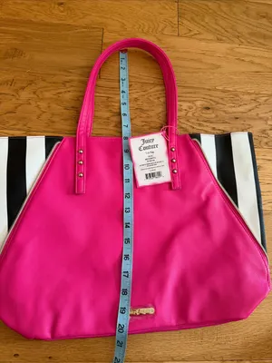 NWT - Juicy Couture - Hot Pink Tote with Black and White Stripe Sides thumbnail 6