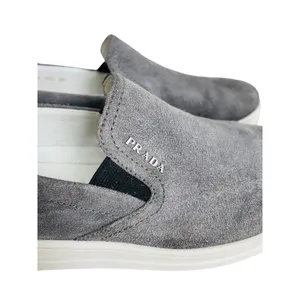 Prada Gray Suede Slip On Sneakers Womens 7 Leather Lined thumbnail 6