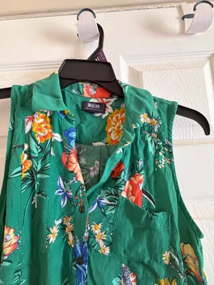 Maeve by Anthropologie Green Floral Sleeveless Button Down Shirt Dress thumbnail 7