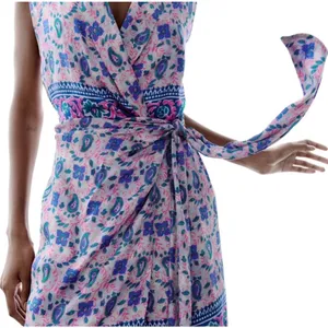 Zara Mini Dress Women S Pink Paisley Printed Faux Wrap Boho‎ Summer 7630/036/620 thumbnail 3
