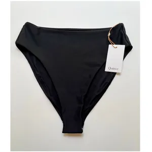 Quince Italian High-Rise High-Leg Bikini Bottom Swim Black Size XL NEW thumbnail 2