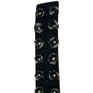 Denim Belt Y2K Distressed Studded 90s Indie Sleaze Western Jean Buckle Bunny 43" thumbnail 6