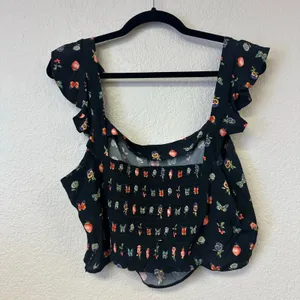 Paige Mixed Print Naya Ruffle Strap Crop Tank Black Size XL thumbnail 4
