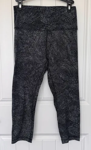 Lululemon Wunder Under Crop‎ Leggings Size 8 Black White Speckled thumbnail 1