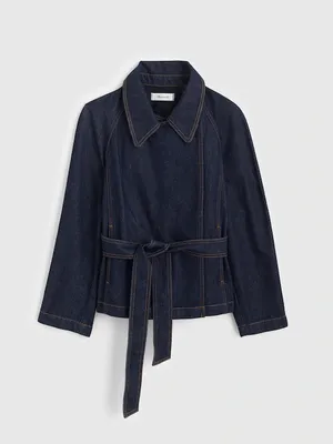 Madewell Denim Double-Breasted Crop Trench Coat Rinse Wash Rigid Size S NWT thumbnail 5