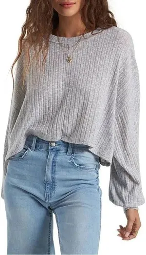 Billabong Miles Away Grey Crop Long Sleeve thumbnail 1