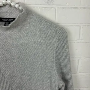 Saks Fifth Avenue Grey Ribbed Cashmere Knit Sweater Size M thumbnail 6