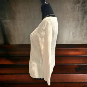Jones New York Country Cream White Open Cable Knit Sweater Women's Small‎ Casual thumbnail 2