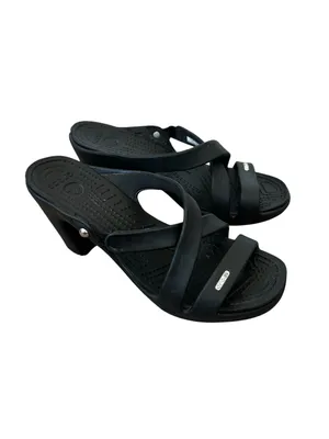 Crocs Cyprus Wedge Sandals Black Size US 9 Summer Festival Outdoors Comfort thumbnail 3