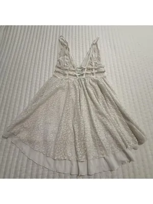 Betsey Johnson White Lace Babydoll Chemise Slip Sz M Medium Bridal Hi Lo thumbnail 9