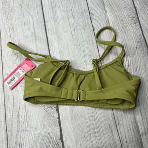Xhilaration Smocked Bralette Bikini Top Olive Green Swim Size X-Small NWT thumbnail 4