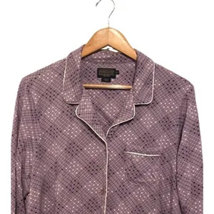 Pendleton Lounge Shirt Women Size XL Button Up Purple Long Sleeves EUC thumbnail 2