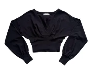 Free People Black We The Free All Nighter Thermal Cropped Top Size XS thumbnail 1