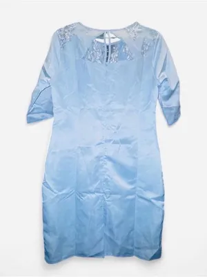 Baby Blue Floral Embroidered Midi Dress XL NWOT Elegant WeddingGuest Formal Chic thumbnail 9