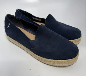 TOMS Alpargata Platform Espadrille Womens 8 Navy Blue Excellent Suede Slip On thumbnail 1