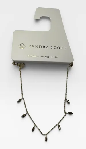 NWT Kendra Scott Gold 14k over Brass Oval Teardrop Accent Necklace Choker thumbnail 1