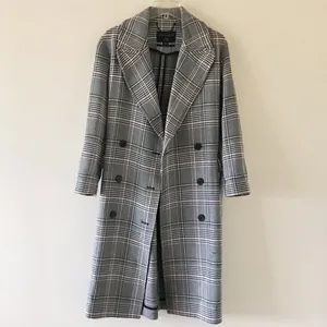 All Saints Tyla Check Plaid Wool Blend Belted Long Trench Coat thumbnail 8