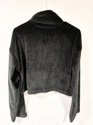 Fabletics Size Medium Black Plush Rib Half Zip Sweatshirt NEW thumbnail 5