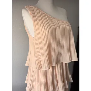 Lulus Blush‎ Pink One Shoulder Midi Tiered Dress Summer Wedding Vacation Medium thumbnail 4