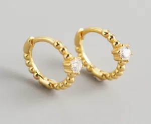 ⭐️New/ Super Cute Little Huggies With CZ Stone thumbnail 1