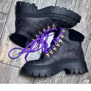 Coach Janel Boot Signature Canvas Black Hiking‎ Lug Sole C5879 Womens 5.5B Goth thumbnail 6