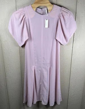 NEW By Anthropologie Modern Sheer Midi Dress Womens 12 Violet Ice Pink Romantic thumbnail 1