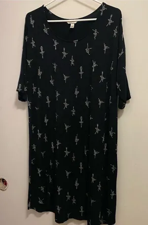 Soma Womens Nightgown XL Night Dress Ballerina Ballet Dancer Print Black White thumbnail 1