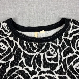 Anthropologie MOTH Sweater Womens Small Black Floral 3/4 Sleeve Open Knit thumbnail 4