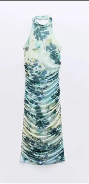 ZARA Printed Tulle Dress Midi thumbnail 1