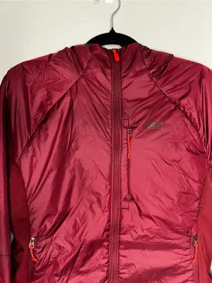 REI Co-Op Flash Insulated Hybrid Lightweight Packable Burgundy Hooded‎ Jacket thumbnail 3